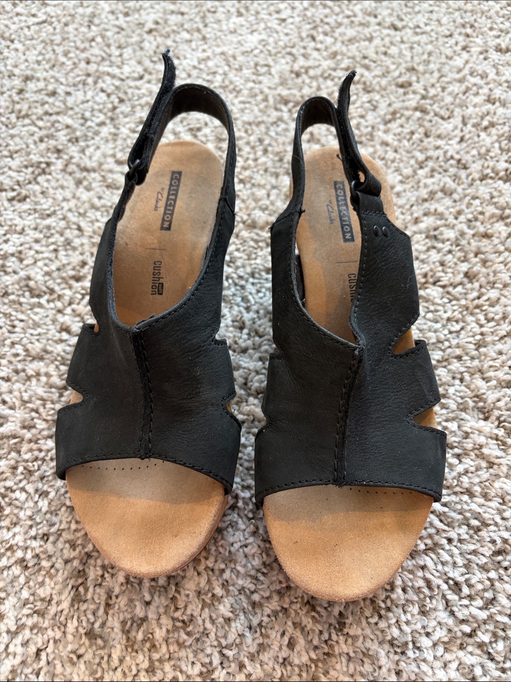 Collection B Black Cutout Leather Slingback Sandals